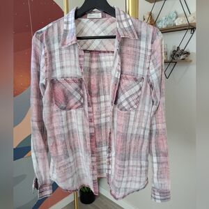 Maurices Plaid Shirt in Pink and White